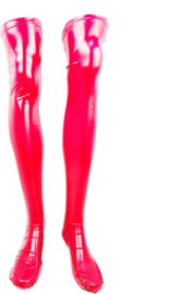 Kousen - Maat S t/m XL - Rood - Datex (Mix latex en stof ) - Sexy Kniekousen van Super Glans Fetish kleding bdsm Dames sokken