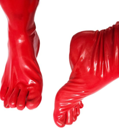 100%  Latex sokken kousen - Rood - voetfetisj voeten fetish - erotisch Rubber sok voet halflang