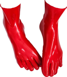 100%  Latex sokken kousen - Rood - voetfetisj voeten fetish - erotisch Rubber sok voet halflang