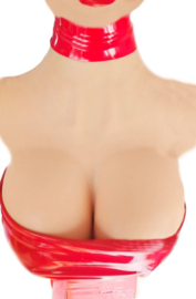 Datex Top (Mix latex en stof) Rood - XS T/m XXL - Sexy Erotische dames SM fetish kleding