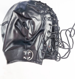 Extreme BDSM Masker - Nep Leer met rits mond ogen dicht - SM