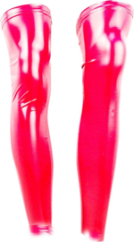 Halve Kousen - Onesize - Rood - Datex (Mix latex en stof ) - Sexy Kniekousen van Super Glans Dames sokken