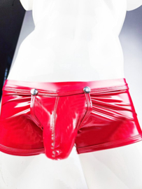 Boxer short - S t/m XL  - MAT glans - Rood  BDSM kleding kruisloos open kruis erotische heren kleding