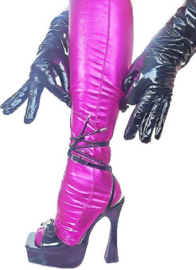 Hoge Kousen - Onesize - Roze Shiny Wetlook - Sexy Kniekousen van Super Glans Dames sokken