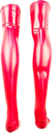 Kousen - Maat S t/m XL - Rood - Datex (Mix latex en stof ) - Sexy Kniekousen van Super Glans Fetish kleding bdsm Dames sokken