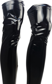 Kousen - Maat S t/m XL - Zwart - Datex (Mix latex en stof ) - Sexy Kniekousen van Super Glans Fetish kleding bdsm Dames sokken