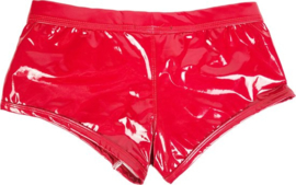 Boxer short - S t/m XL  - MAT glans - Rood  BDSM kleding kruisloos open kruis erotische heren kleding