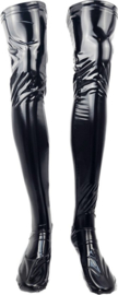 Kousen - Maat S t/m XL - Zwart - Datex (Mix latex en stof ) - Sexy Kniekousen van Super Glans Fetish kleding bdsm Dames sokken