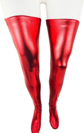 Hoge Kousen - Onesize - Rood Shiny Wetlook - Sexy Kniekousen van Super Glans Dames sokken