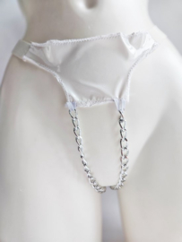 String Kruisloos - LATEX- Zwart - Open kruis met ketting Fetish erotische kleding dames