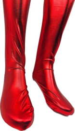 Hoge Kousen - Onesize - Rood Shiny Wetlook - Sexy Kniekousen van Super Glans Dames sokken