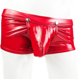 Boxer short - S t/m XL  - MAT glans - Rood  BDSM kleding kruisloos open kruis erotische heren kleding