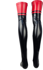 Kousen - Onesize - Wit Datex (Mix latex en stof ) - Sexy Kniekousen van Super Glans Fetish kleding bdsm Dames sokken