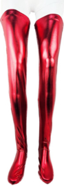 Hoge Kousen - Onesize - Rood Shiny Wetlook - Sexy Kniekousen van Super Glans Dames sokken