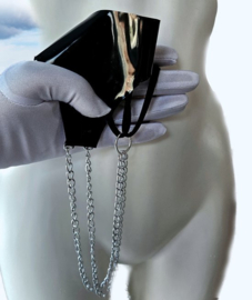 String Kruisloos - LATEX- Zwart - Open kruis met ketting Fetish erotische kleding dames