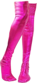 Hoge Kousen - Onesize - Roze Shiny Wetlook - Sexy Kniekousen van Super Glans Dames sokken