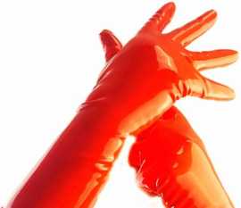 100% LATEX  Handschoenen Lang  Rood