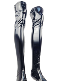 Kousen - Maat S t/m XL - Zwart - Datex (Mix latex en stof ) - Sexy Kniekousen van Super Glans Fetish kleding bdsm Dames sokken