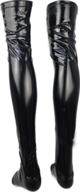 Kousen - Maat S t/m XL - Zwart - Datex (Mix latex en stof ) - Sexy Kniekousen van Super Glans Fetish kleding bdsm Dames sokken