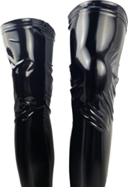 Kousen - Maat S t/m XL - Zwart - Datex (Mix latex en stof ) - Sexy Kniekousen van Super Glans Fetish kleding bdsm Dames sokken