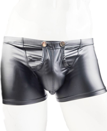 Boxer short - S t/m XXL  - MAT glans - Zwart BDSM kleding kruisloos open kruis erotische heren kleding