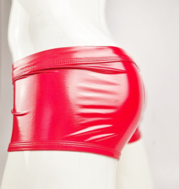 Boxer short - S t/m XL  - MAT glans - Rood  BDSM kleding kruisloos open kruis erotische heren kleding