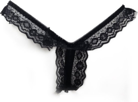 Schattige Zwart String Kruisloos - One size - Sexy Erotische onderbroek dames