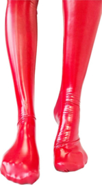 Kousen - Maat S t/m XL - Rood - Datex (Mix latex en stof ) - Sexy Kniekousen van Super Glans Fetish kleding bdsm Dames sokken