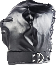 Extreme BDSM Masker - Nep Leer met rits mond ogen dicht - SM