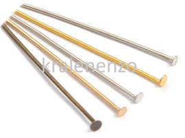 Kettelstift / Head Pin Goud 40 mm 40 stuks