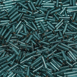 Miyuki Bugles # 2 - 6 x 1,7 mm BGL2-2425 Teal Silver Lined ( 5 gram )