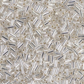 Miyuki Bugles #1 - 3 x 1,5 mm BGL1- 0001 Crystal Silver Lined ( 5 gram )