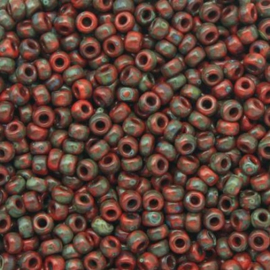 Miyuki rocailles 8-4513 Red Garnet Picasso Opaque (10 gram)