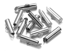 slide end tube rhodium 10 mm 6 stuks