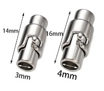 magneetsluiting - bajonet Rhodium 4 mm per stuk