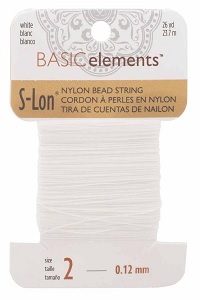 S-Lon Rijgkoord - Bead String Nr. 2 (0,12 mm) White 26 yard - 23,7 meter
