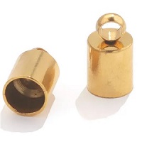 Eindkap met oog  voor (leder-) koord 1,5 mm goudkleur 10 stuks
