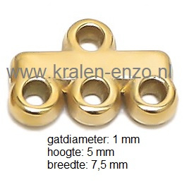 connector goudkleur 3 ogen 2 stuks