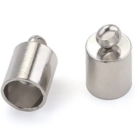 Eindkap met oog voor (leder-) koord 1,5 mm zilverkleur 10 stuks