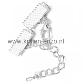 Lintklem met ketting en slotje zilver 10 x 7mm - 1 set