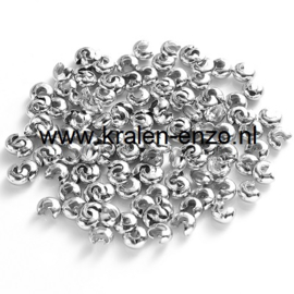 Knijpkraalverberger rhodium 3 mm (25 stuks)