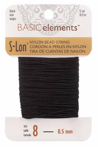 S-Lon Rijgkoord - Bead String Nr. 8 (0,5 mm) Black 12 yard - 10,9 meter
