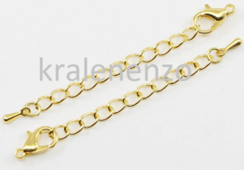 verlengketting 50 mm met druppel en slot goud  10 stuks