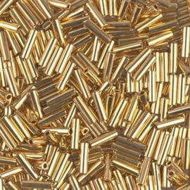 Miyuki Bugles # 2 - 6 x 1,7 mm BGL2-0191 24KT Gold Plated ( 5 gram )