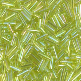 Miyuki Bugles # 2 - 6 x 1,7 mm BGL2-0258 Transparent Chartreuse AB ( 10 gram )