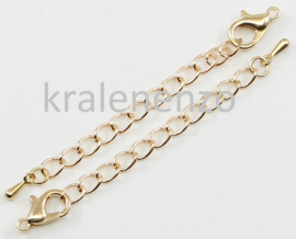 verlengketting 50 mm met druppel en slot licht goud  10 stuks