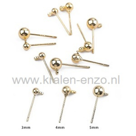 oorsteker 18kt. gold plated 3 mm / 2 paar