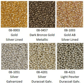 MIYUKI assortiment MR8/0 Silver - Gold