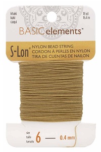 S-Lon Rijgkoord - Bead String Nr. 6 (0,4 mm) Khaki 18 yard - 16,4 meter