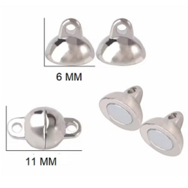 magneetsluiting voor armband rond zilverkleur 2 stuks